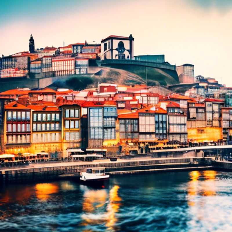 Un voyageur solo admirant les vues pittoresques de Porto, au Portugal, pendant son escapade hivernale de 5 jours, avec des bâtiments colorés et le fleuve Douro en toile de fond.
