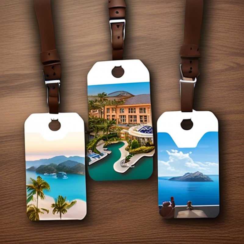 A close-up of personalized luggage tags featuring stylish fonts and unique designs, showcasing the importance of choosing the right tags for a seamless travel experience.