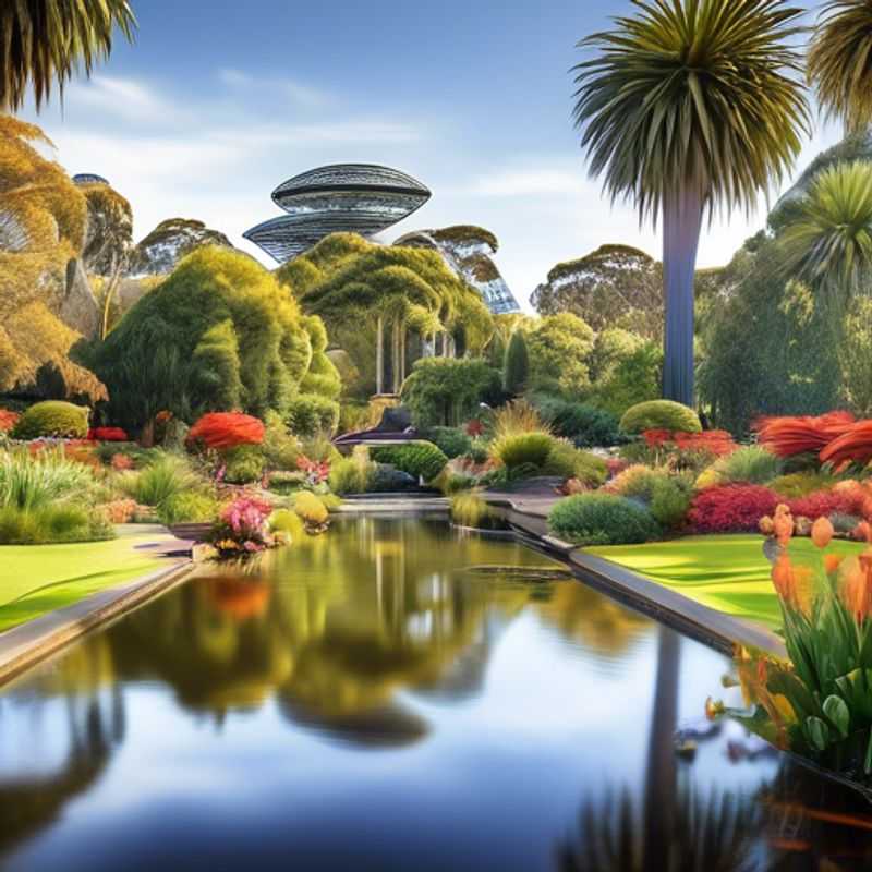 A family with children exploring the vibrant laneways of Melbourne, Australia, surrounded by lush spring blooms and eco-friendly attractions, during their week-long luxury eco-tourism adventure.