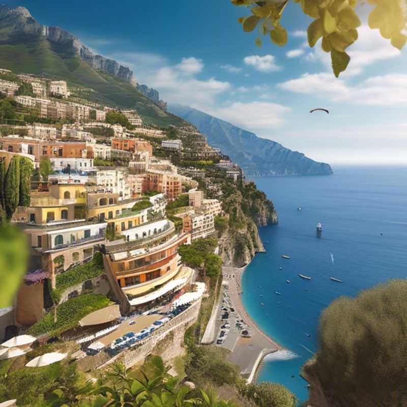 A solo traveler savoring the breathtaking winter views of the Amalfi Coast, Italy, with its charming cliffside villages and serene blue waters, during a luxurious 24-hour getaway.