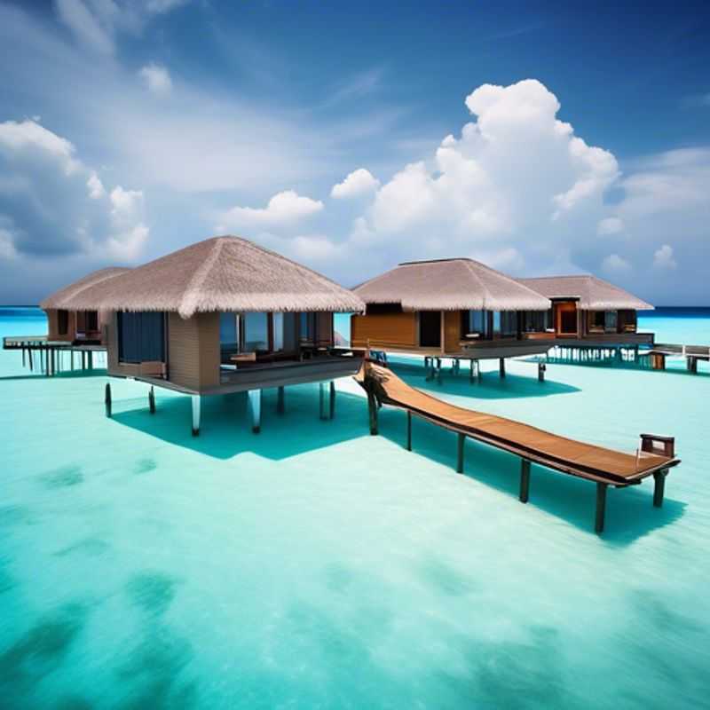 Two luxury social media travelers lounging on the pristine, powder-soft white sand beaches of the Maldives, surrounded by the mesmerizing turquoise waters of the Indian Ocean, on their two-week summer getaway.