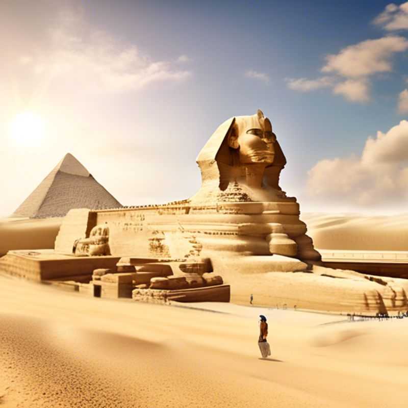 Una pareja disfrutando de la majestuosidad de las pirámides de Giza bajo el brillante sol de primavera en El Cairo, Egipto, durante su viaje de 5 días como viajeros de lujo a largo plazo.