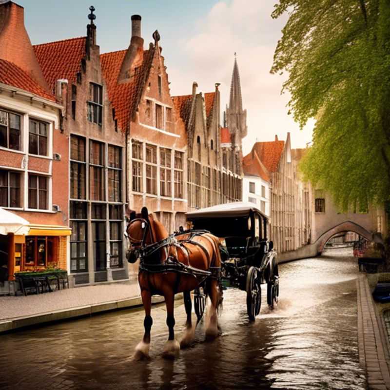 Un viajero solitario disfrutando de la mágica atmósfera invernal de Brujas, Bélgica, con sus canales congelados y arquitectura medieval, durante su escapada de 3 semanas como el Viajero de Lujo de Fin de Semana.