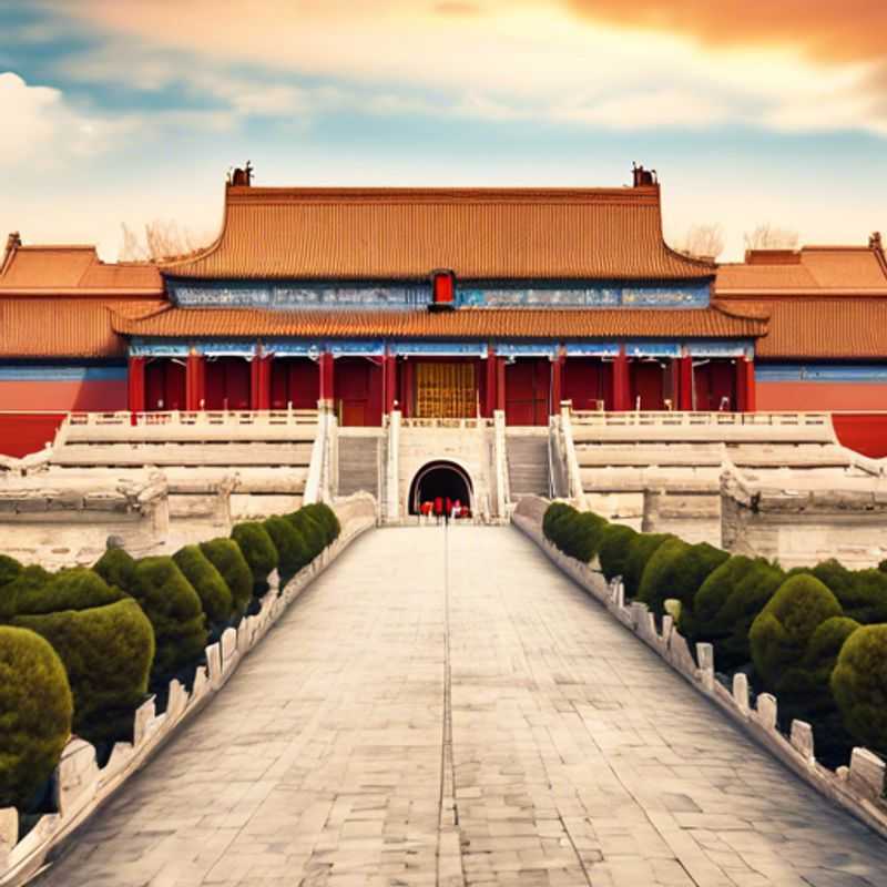 Un viajero solitario disfrutando de la serenidad del Templo del Cielo en Beijing, China, durante su escapada de 5 días en verano, sumergiéndose en el lujo y el bienestar.