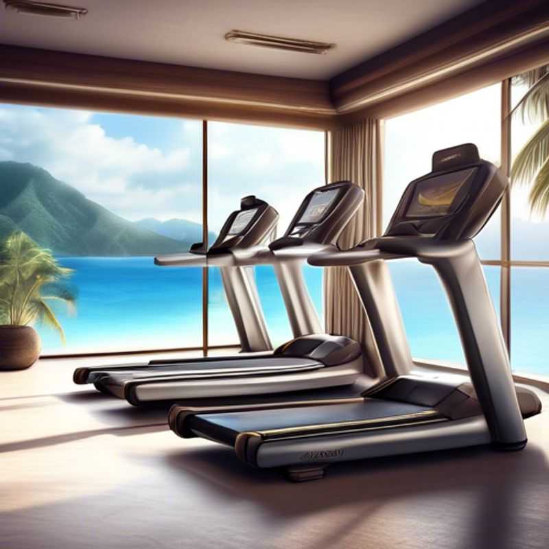 A close-up shot of high-end fitness equipment, showcasing its sleek design and advanced technology, perfect for luxurious resort gyms and wellness centers.