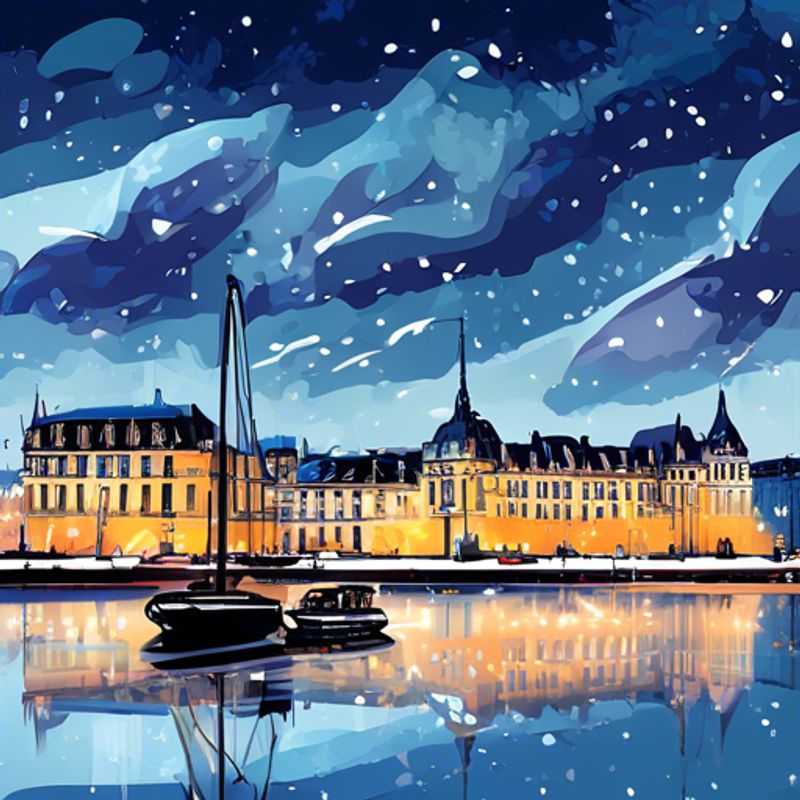 Deux couples explorant les charmantes rues de Bordeaux, France, sous un ciel d'hiver, lors de leur semaine de voyage de luxe.