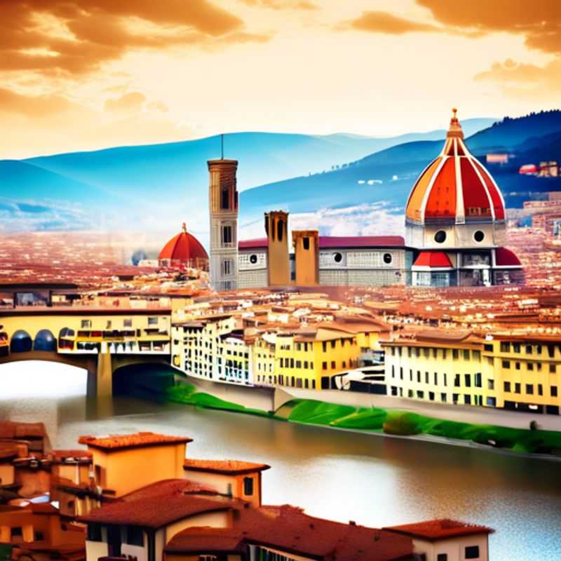 Deux couples explorant la beauté romantique de Florence, Italie, avec ses rues pavées et ses paysages hivernaux enchanteurs, lors de leur escapade de trois semaines en tant que voyageurs de luxe.
