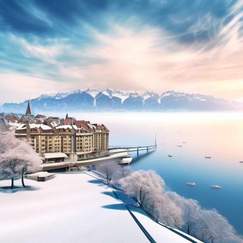 Familia disfrutando de un día de invierno en Lausana, Suiza, explorando la belleza del lago de Ginebra y participando en actividades de bienestar, en su viaje de 24 horas como viajeros de lujo.