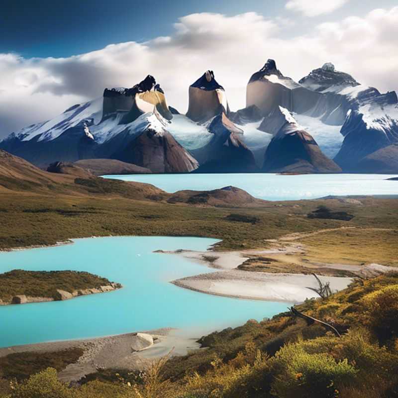A family of four, including two children, marvel at the majestic beauty of Patagonia's icy glaciers, towering peaks, and sapphire waters, embracing the breathtaking landscape of this unique South American wilderness.