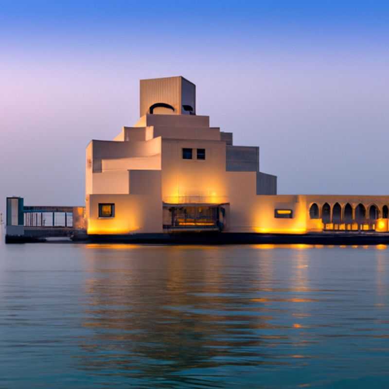 Três casais em uma viagem de três semanas a Doha, Qatar, no inverno, encantados com a deslumbrante arquitetura futurística da cidade, representada pelo Museu de Arte Islâmica à beira-mar.