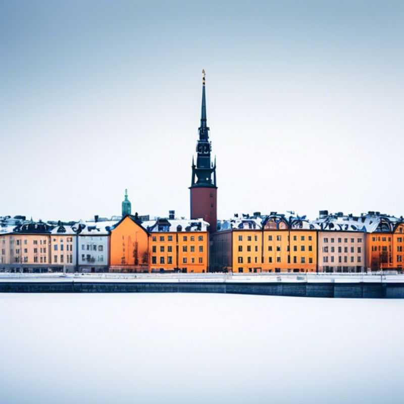 Une famille avec des enfants, les gourmets de luxe, explorant les ruelles enneigées de Stockholm, Suède, pendant leur voyage de 4 jours en hiver, savourant des délices culinaires et découvrant la magie de la ville.
