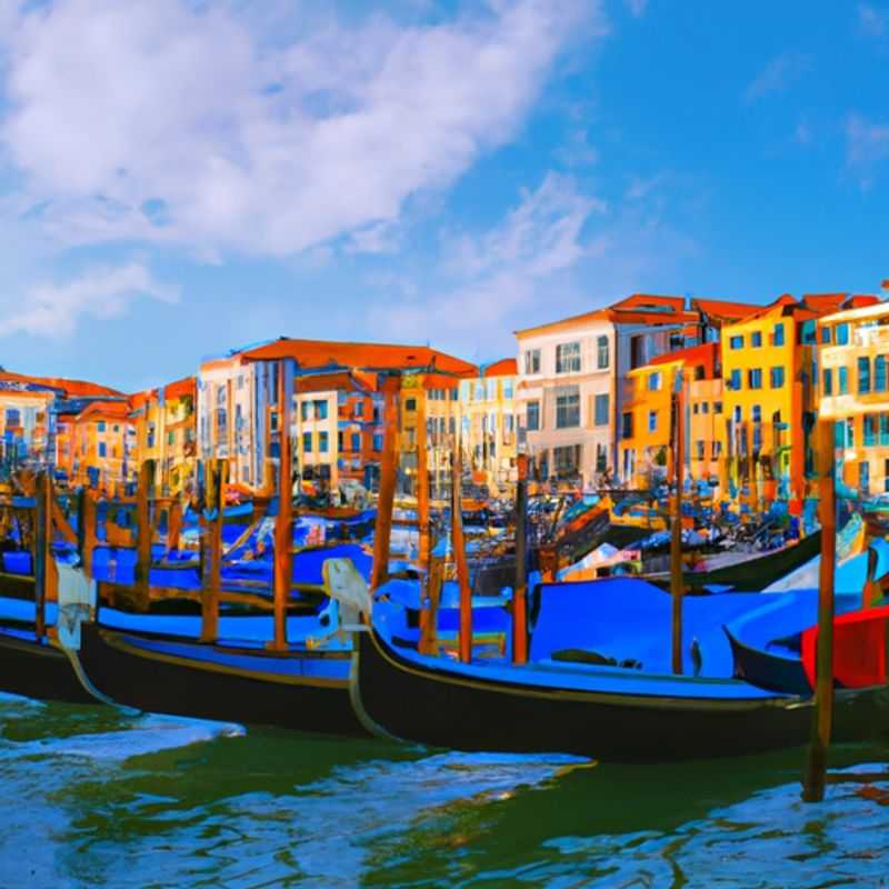 Três casais encantados pelo charme atemporal de Veneza, Itália, durante sua viagem de duas semanas de inverno, navegando pelas águas tranquilas em uma gôndola, cercados pela arquitetura renascentista e pelos canais pitorescos desta cidade icônica.