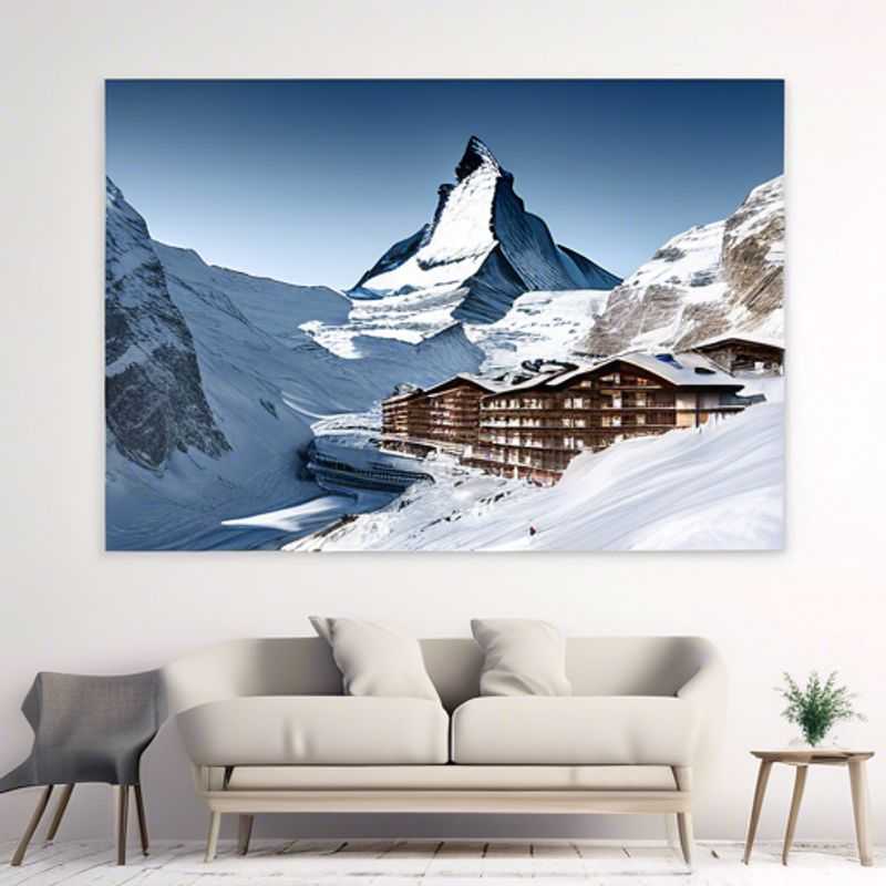 A family of four, brimming with excitement, stands against the majestic backdrop of the snow-capped Matterhorn in Zermatt, Switzerland, embarking on a luxurious family winter escape.