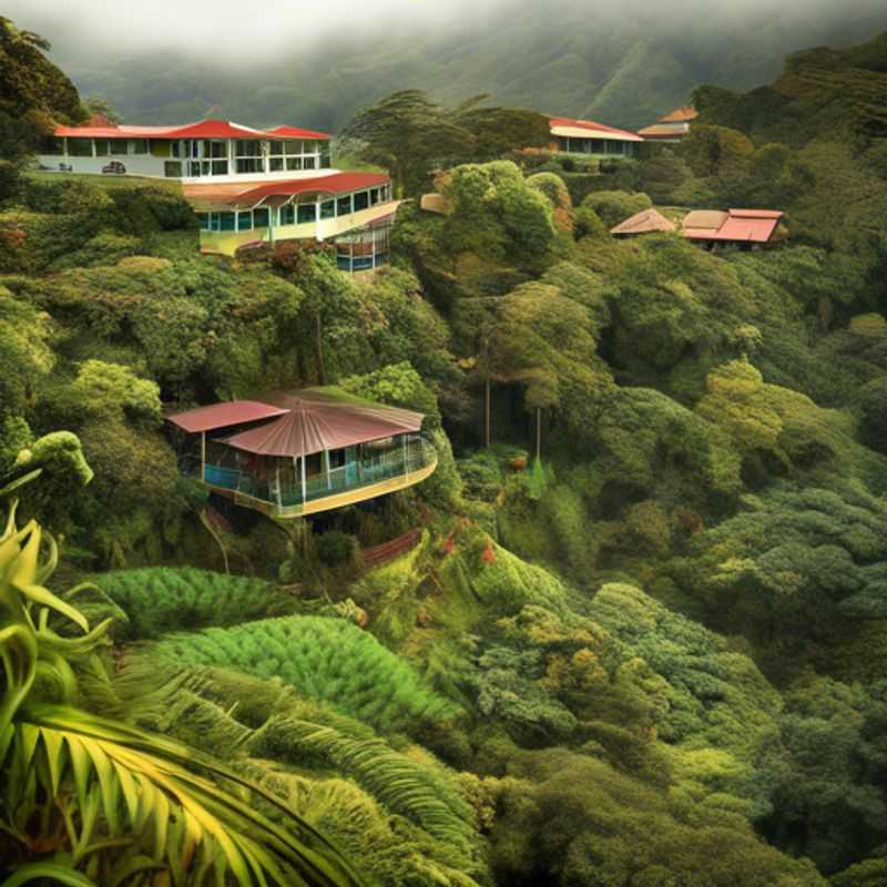 Un paysage luxuriant de Monteverde, Costa Rica, illustrant son potentiel de luxe et d'écotourisme.
