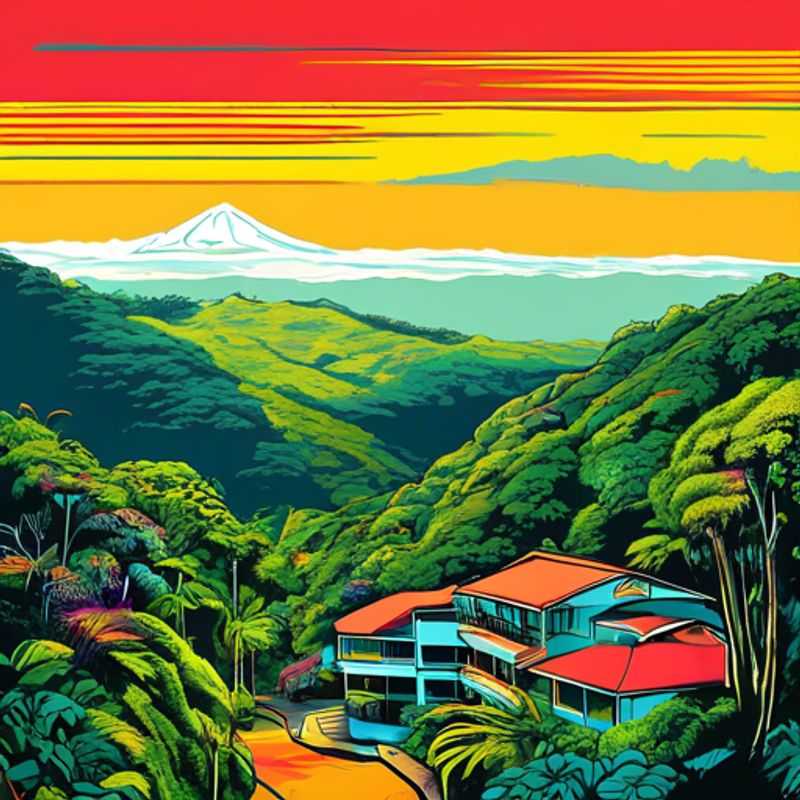 Le paysage luxuriant de Monteverde, Costa Rica : des forêts nuageuses verdoyantes et des ponts suspendus, illustrant le potentiel de luxe de cette destination.