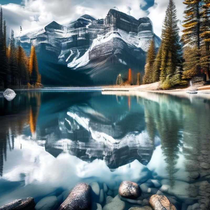 Un voyageur solo admirant les paysages printaniers époustouflants de Banff, Canada, lors de son exploration culturelle de luxe de 5 jours.