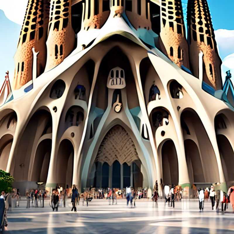 A solo luxury traveler immersing in the vibrant culture of Barcelona, Spain, surrounded by the stunning architecture of Gaudí and the lively summer atmosphere during a 5-day exploration.