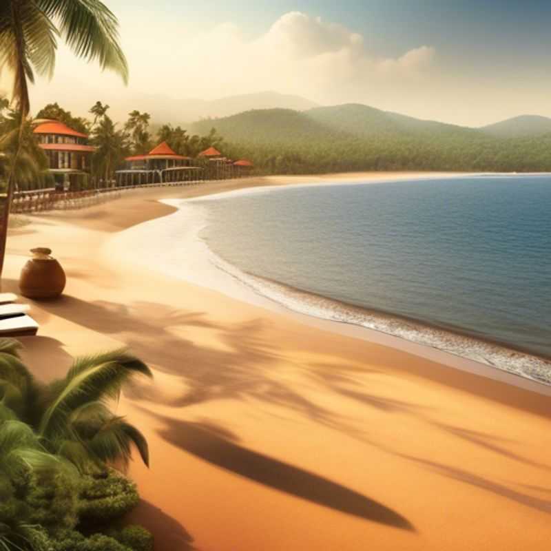 Dos parejas disfrutando de una escapada de lujo de 24 horas en Goa, India, bajo el sol de verano, rodeados de playas de arena dorada y exuberante vegetación.