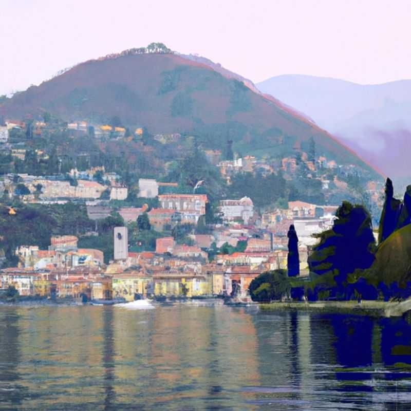 Um casal aproveitando o cenário de inverno deslumbrante do Lago de Como, Itália, com as montanhas cobertas de neve ao fundo, durante sua escapada de 24 horas.