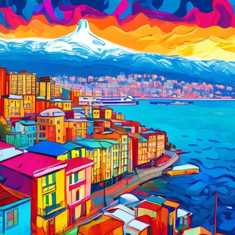 Deux couples découvrant les couleurs vibrantes et l'architecture unique de Valparaiso, Chili, lors de leur escapade hivernale de 24 heures.