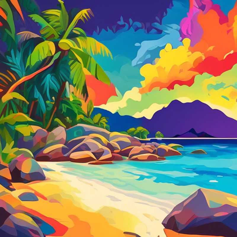 Un voyageur solo, amateur de gastronomie raffinée, savoure un délicieux repas face à l'océan turquoise des Seychelles, le paradis tropical.