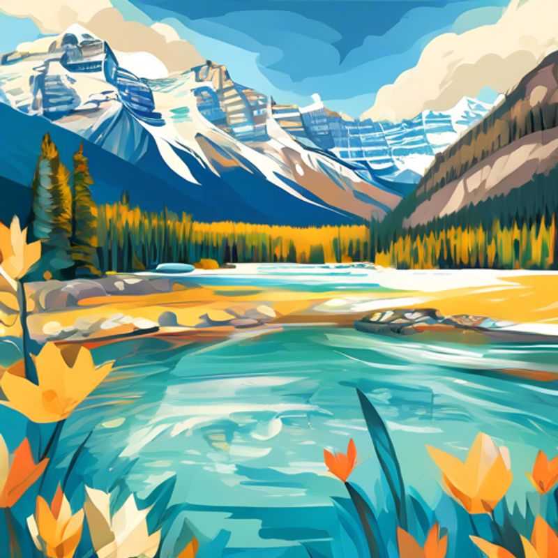 Un voyageur solo admirant les paysages printaniers époustouflants de Banff, Canada, lors de son exploration culturelle de luxe de 5 jours.
