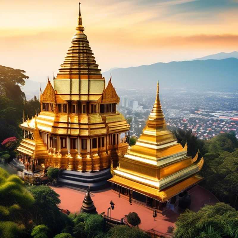Trois couples explorant les merveilles culturelles de Chiang Mai, en Thaïlande, sous le soleil d'été, profitant de leur séjour de trois semaines en tant qu'explorateurs culturels de luxe.