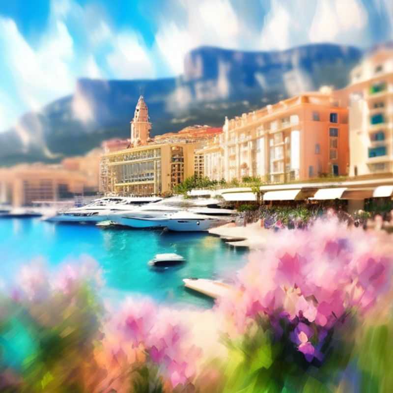 Un voyageur solo admirant le glamour et la culture de Monaco, Monaco, lors de son exploration de 5 jours au printemps, entouré de paysages pittoresques et d'architecture élégante.