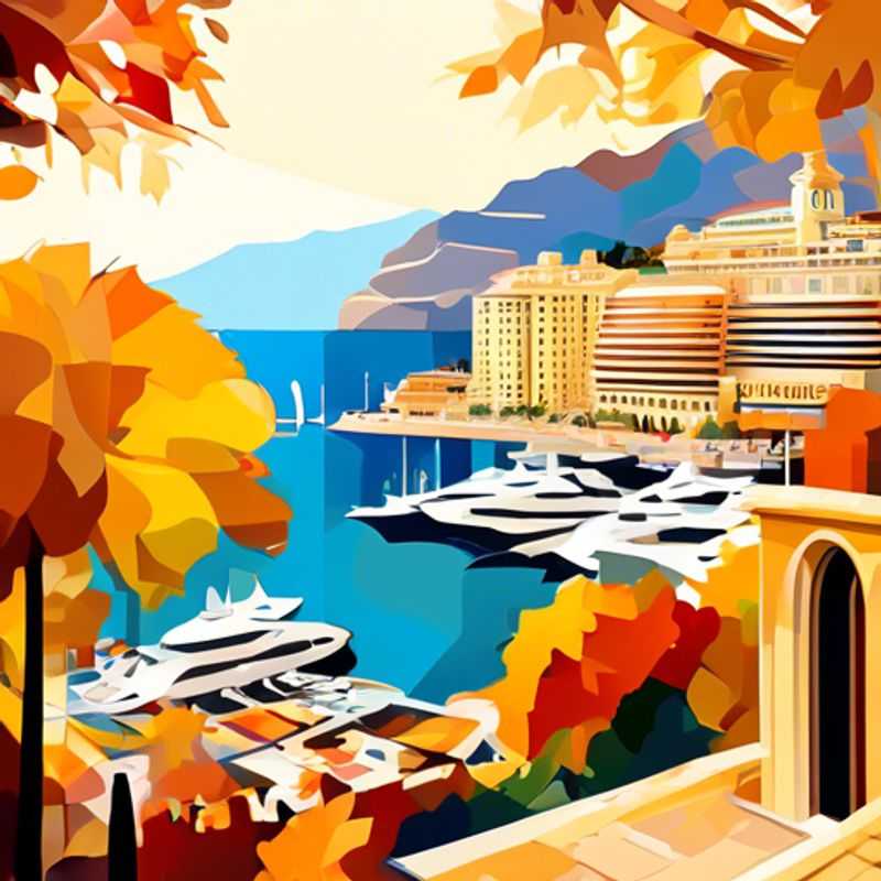 Une famille avec des enfants explorant le glamour de Monte-Carlo, Monaco, pendant leur voyage de trois semaines à l'automne, entourée de palmiers et de vues imprenables sur la mer Méditerranée.