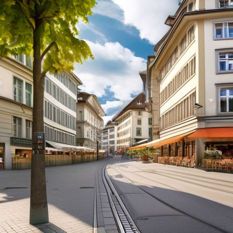 A family with children exploring the vibrant streets of Zurich, Switzerland, surrounded by blooming spring flowers and festive decorations during their two-week luxury festival adventure.