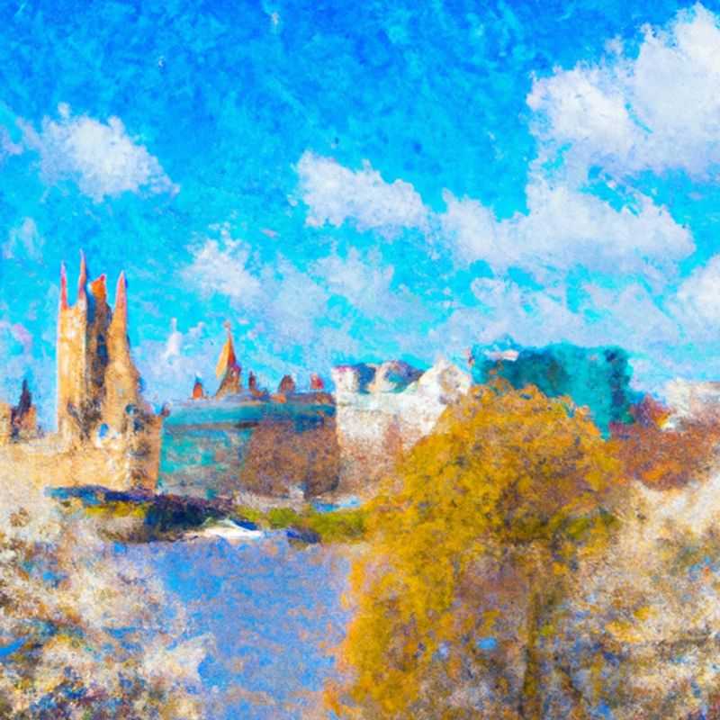 Dois casais passeiam pela icônica Tower Bridge em Londres, Inglaterra, durante sua viagem de 4 dias na primavera. A cidade exibe seu charme primaveril, com flores desabrochando e um céu azul vibrante.
