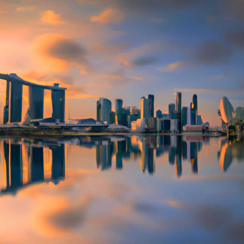 Três casais aproveitando o horizonte deslumbrante de Singapura, com seus arranha-céus imponentes e a icônica Marina Bay Sands, durante sua viagem de 2 semanas no verão.