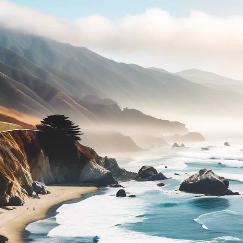 Big Sur, Californie : vue panoramique spectaculaire sur la côte accidentée, illustrant le luxe sauvage et isolé de la région.