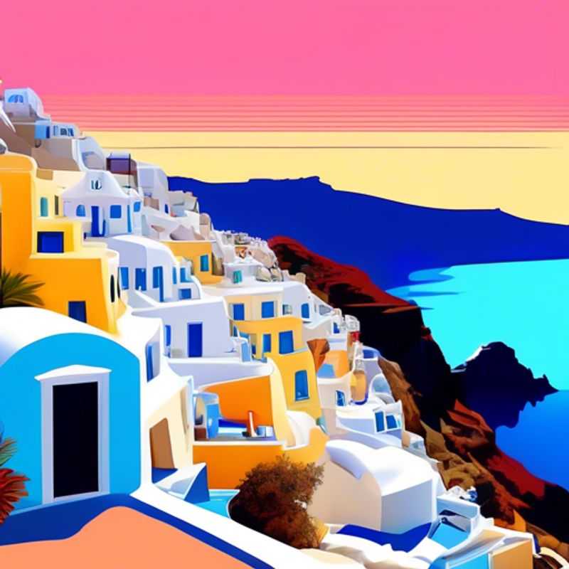 Voyageur solitaire admirant les maisons blanches emblématiques de Santorin, Grèce, sous un ciel d'hiver, lors d'une semaine d'exploration luxueuse en tant que voyageur sur les réseaux sociaux.