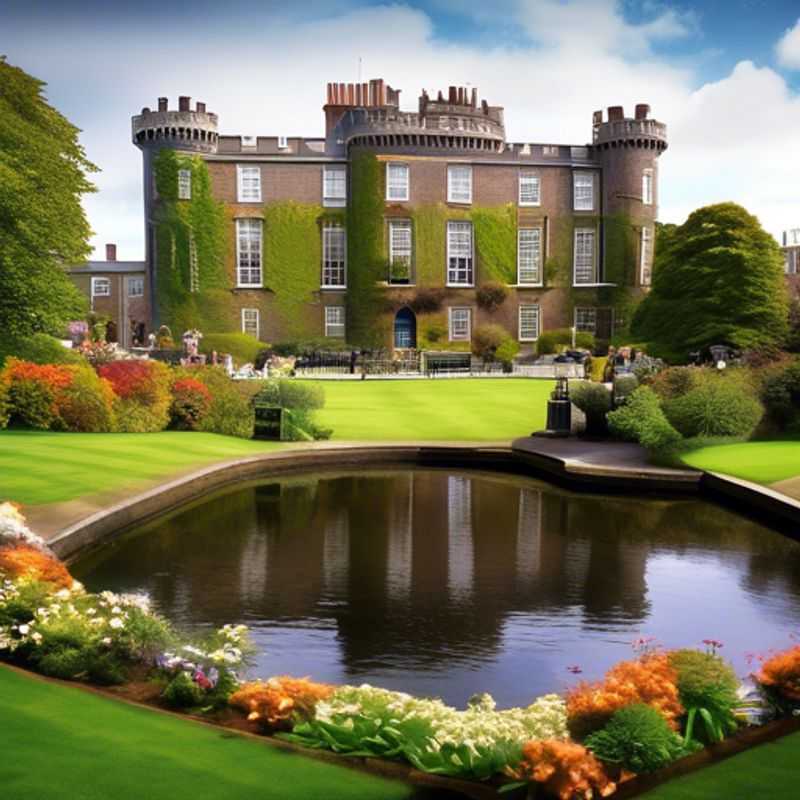 Two couples exploring the vibrant streets of Dublin, Ireland, surrounded by blooming spring flowers and historic architecture, as they embark on their luxurious eco-tourism adventure during their 4-day stay.