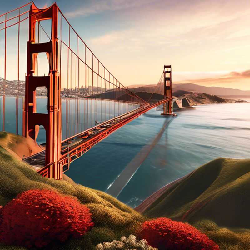 Two couples exploring the iconic Golden Gate Bridge, surrounded by the misty winter skyline of San Francisco, USA, during their luxurious 5-day getaway.