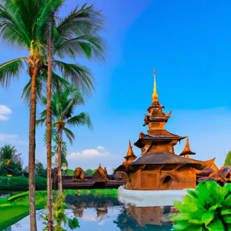Uma família feliz explora o vibrante mercado noturno de Chiang Mai, Tailândia, durante sua aventura de uma semana de verão, imersa na cultura e nas tradições únicas da cidade.