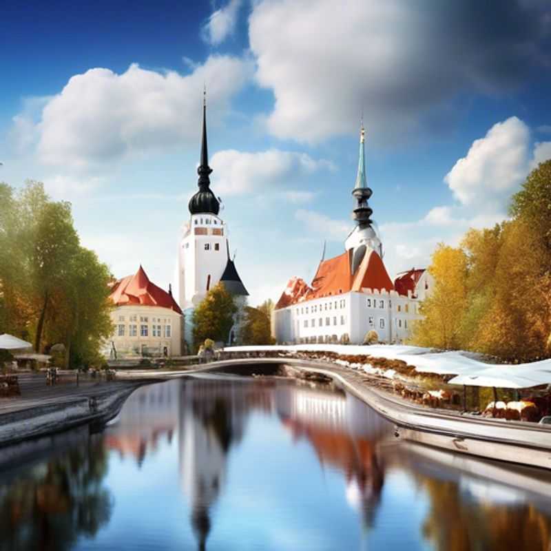 A solo traveler, known as The Luxury Foodie, savoring exquisite dishes at a charming outdoor café in Tallinn, Estonia, surrounded by blooming spring flowers during a 3-week culinary adventure.