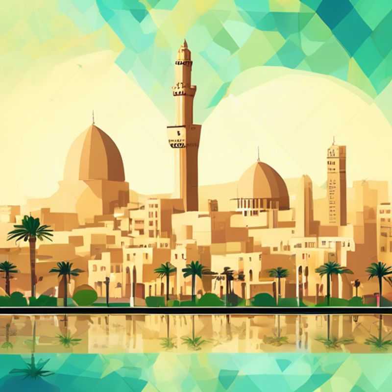 Un voyageur solitaire explorant les merveilles de la ville du Caire, en Égypte, entouré de pyramides majestueuses et de marchés vibrants, lors de son aventure de trois semaines au printemps en tant qu'éco-touriste de luxe.
