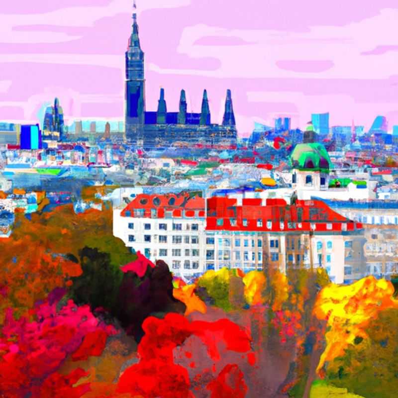 Dois casais passeando de carruagem pelas ruas históricas de Viena, Áustria, no outono, apreciando a arquitetura deslumbrante e a atmosfera encantadora da cidade durante sua viagem de 24 horas.
