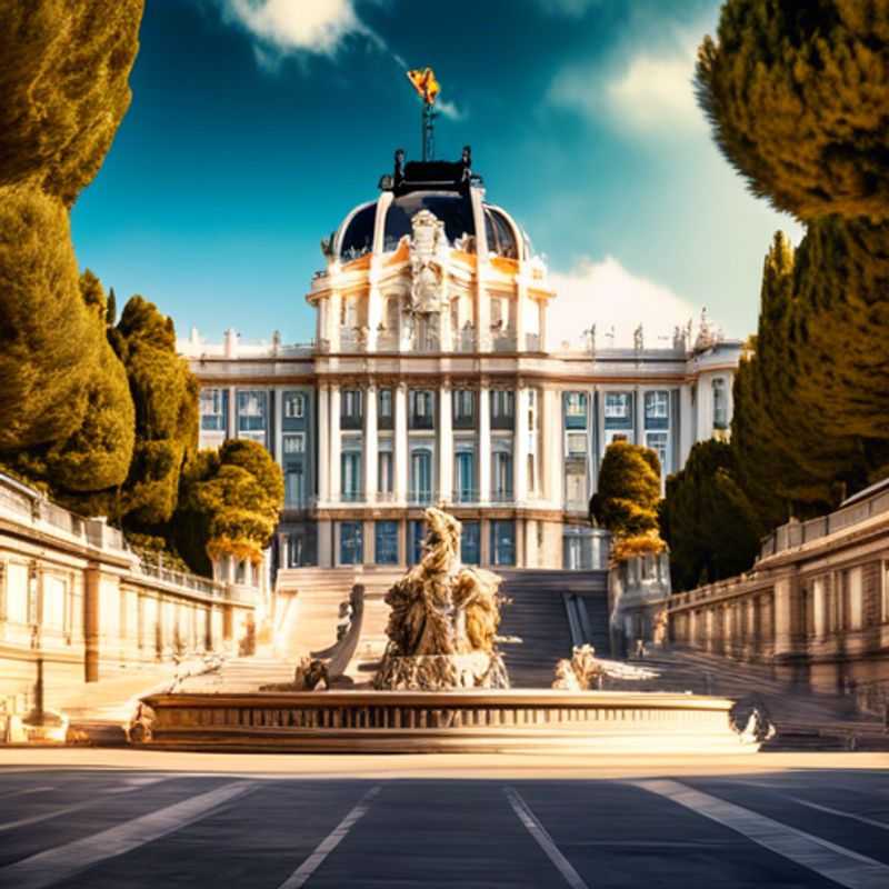 Un viajero solitario disfrutando del vibrante ambiente de Madrid, España, mientras explora sus calles soleadas durante un verano inolvidable de 5 días en su año de lujo.