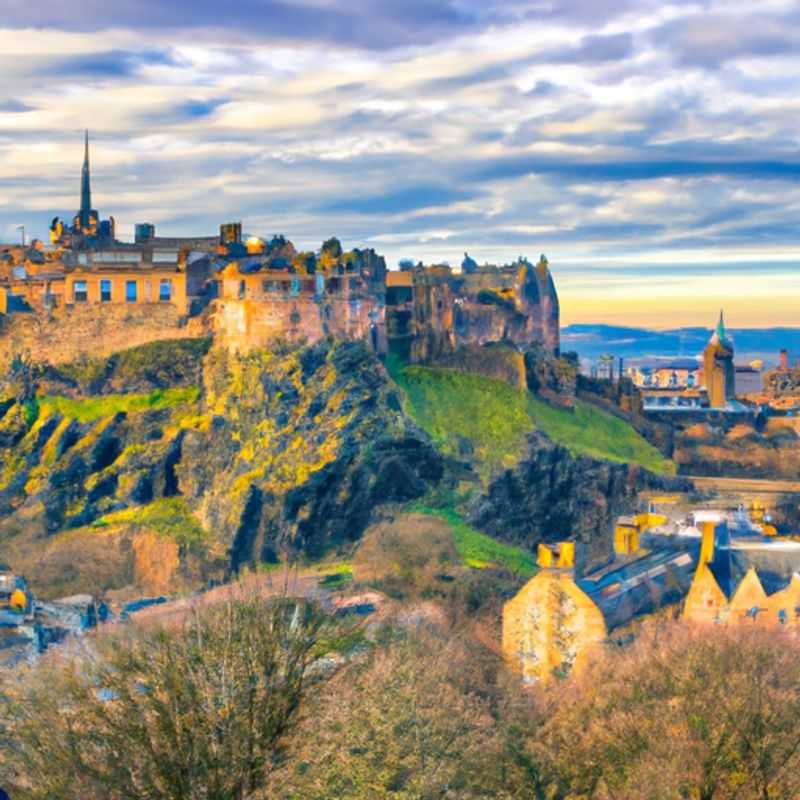 Três casais se aventuram pelas ruas históricas de Edimburgo, Escócia, no outono, cercados pelas folhas coloridas e pela arquitetura imponente da cidade.