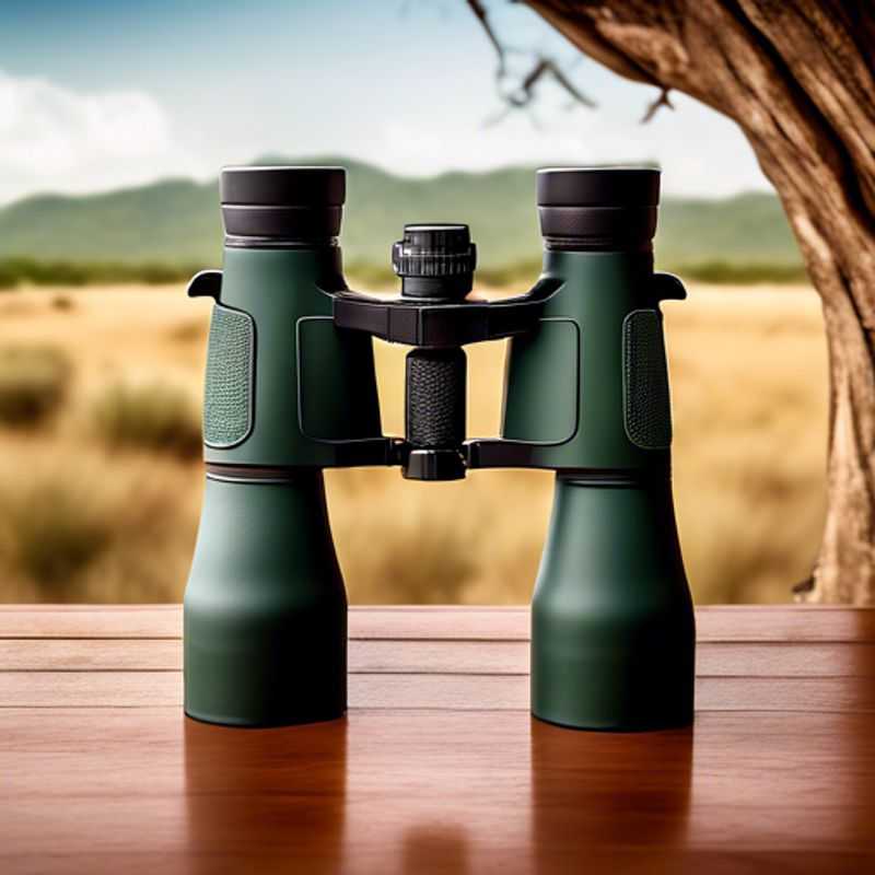 Close-up image of binoculars, perfect for spotting wildlife on a safari adventure.