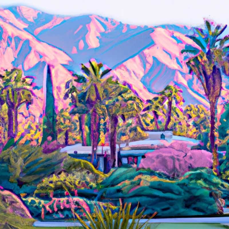 Três casais desfrutando da vibrante cena cultural e do cenário desértico de Palm Springs, EUA, durante sua viagem de duas semanas na primavera, cercados pelas imponentes montanhas de San Jacinto.