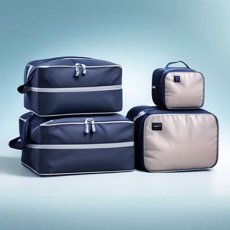 Packing cubes neatly organized inside an open suitcase.