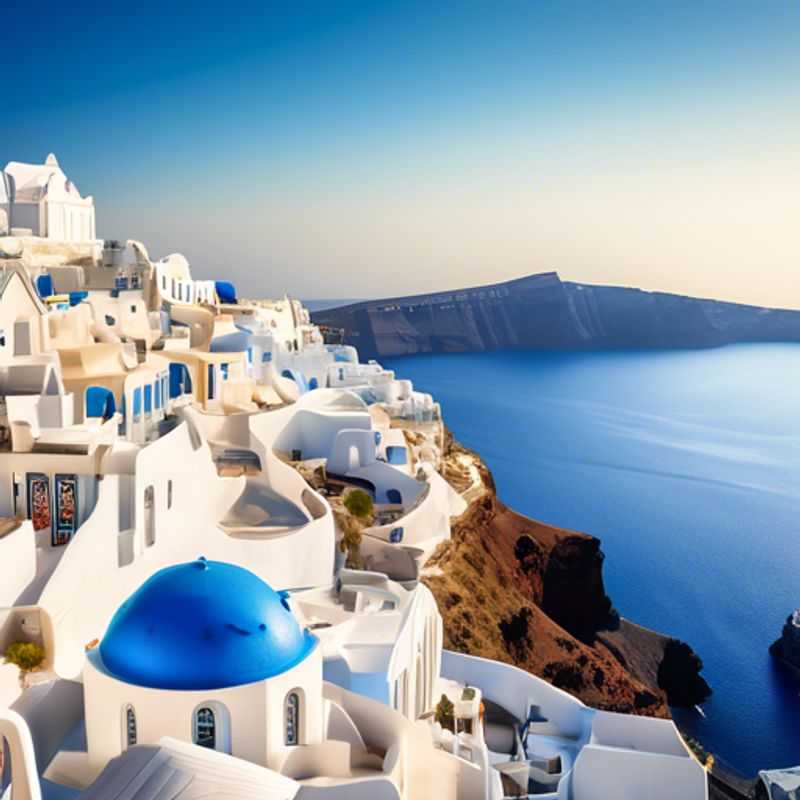 A family with children embracing the stunning sunset views over the iconic blue-domed churches of Santorini, Greece, during their luxurious 3-day wellness retreat in the fall.