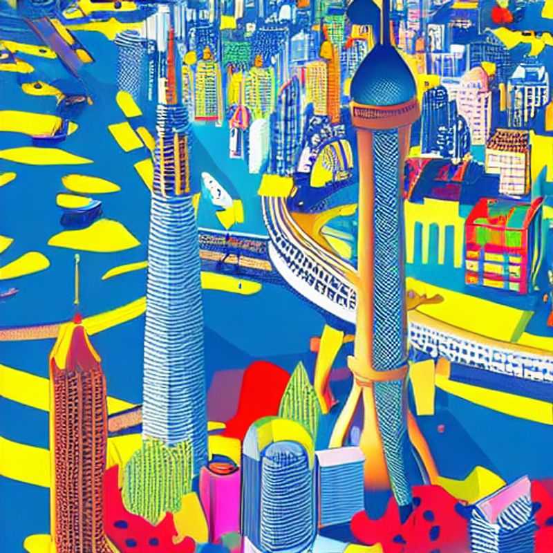 Voici Shanghai, un écrin de luxe estival : gratte-ciel futuristes illuminant le ciel au-dessus du Bund, promesse d'un séjour inoubliable sous le soleil chinois. (Here's Shanghai, a showcase of summer luxury: futuristic skyscrapers illuminating the sky above the Bund, promising an unforgettable stay under the Chinese sun.)