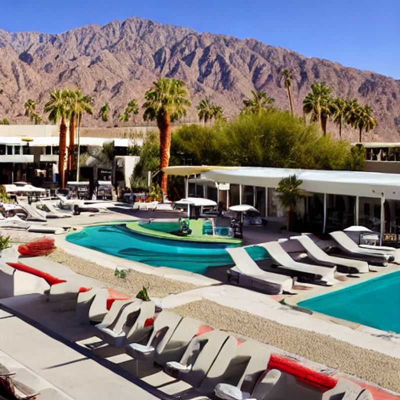 Oasis de luxe : Piscine étincelante à Palm Springs, USA, incarnant la parfaite escapade estivale de luxe sous le soleil californien.