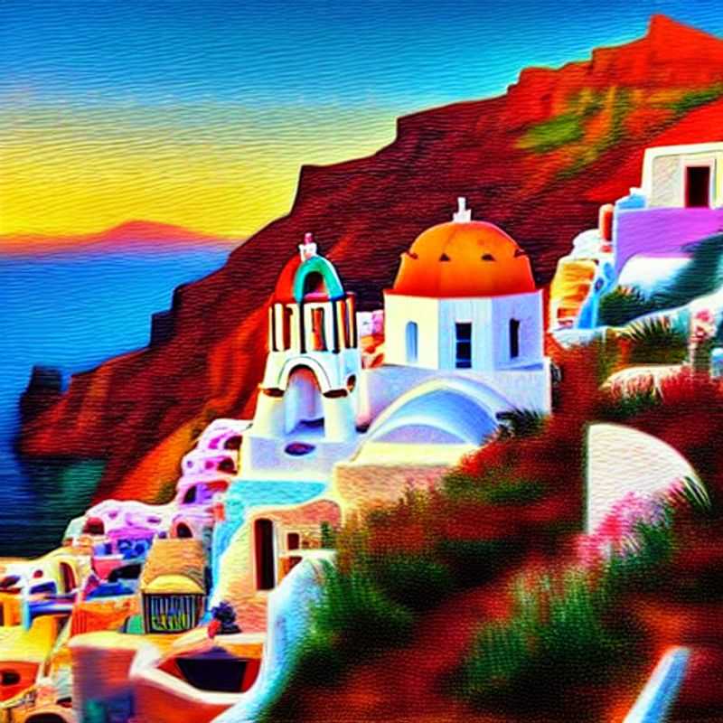 Santorini's iconic white-washed architecture cascades down the caldera cliffs, basking in the golden Aegean sun, a picture-perfect backdrop for an unforgettable luxury summer escape. Indulge in the mythic charm and unparalleled beauty of this Grecian paradise.