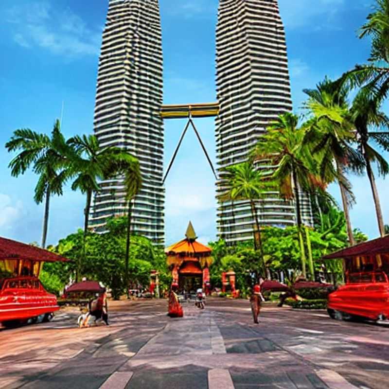 Couple profitant d'une vue imprenable sur les tours Petronas illuminées, symboles de l'opulence et du luxe à Kuala Lumpur, en Malaisie, lors de leurs vacances d'été.